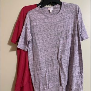 Bundle of 2 sz XS long slightly high/low tunics-lt. Pink/grey & deep pink.